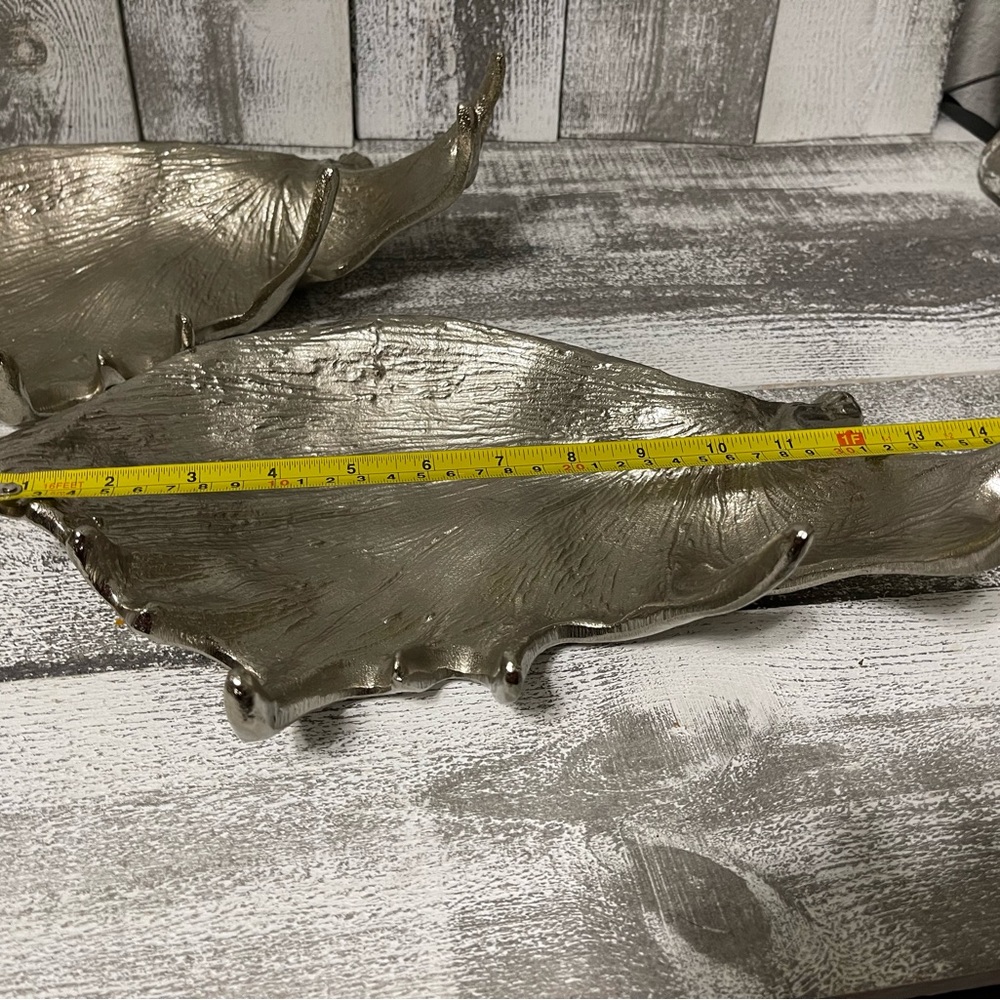 Two Threshold Elk Or Moose Antlers Silver Tone Metal - Picture 8 of 14